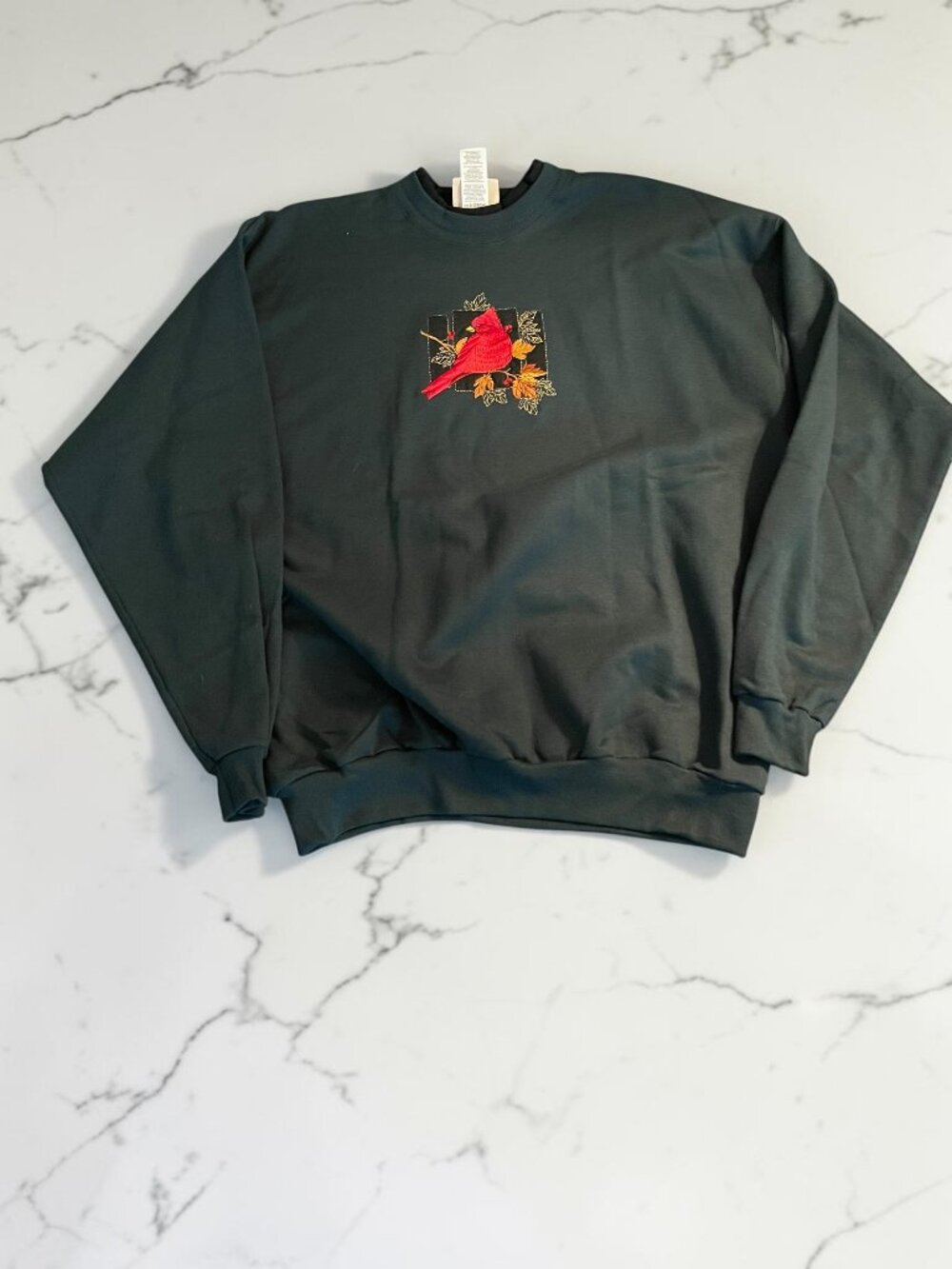 Vintage Top Stitch Morning Sun Cardinal Embroidered Sweatshirt XL dark green - Picture 4 of 7